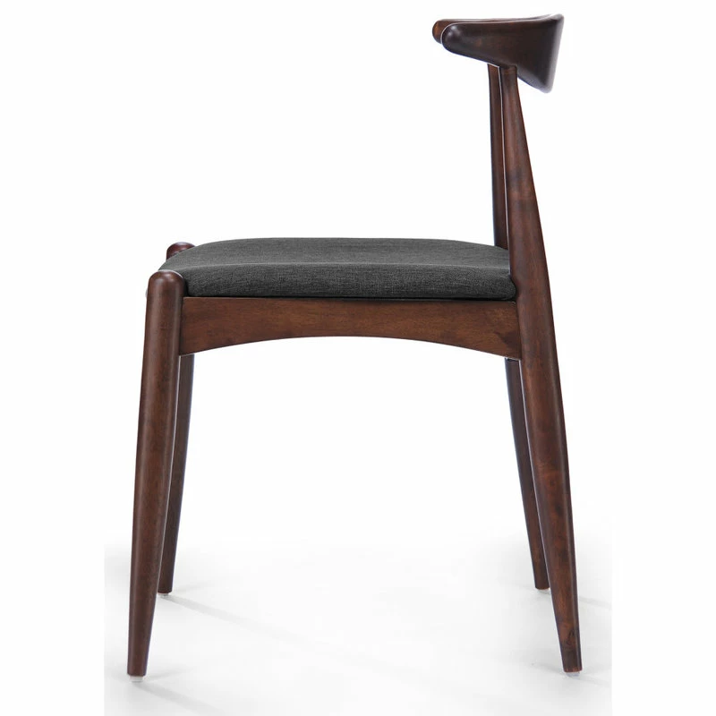 GDFStudio GDF Studio Sandra Mid Century Modern Dining Chairs, Set Of 2, Charcoal/Walnut - Image 5