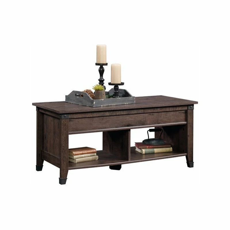 Sauder Carson Forge Lift-Top Wood And Metal Coffee Table In Coffee Oak