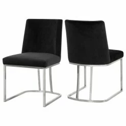 MOD The Josephine Velvet Dining Chair, Black And Silver, Set Of 2