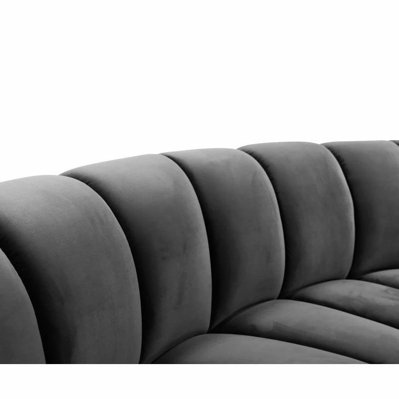 Meridian Furniture Infinity Channel Tufted Velvet Modular Chair, Gray, 5 Piece - Image 9