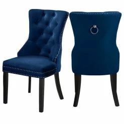 MOD The Monarch Dining Chair, Navy, Velvet Set Of 2