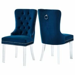 MOD The Dame Dining Chair, Navy, Velvet, Set Of 2