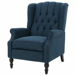 GDFStudio GDF Studio Elizabeth Tufted Back Recliner, Dark Blue/Fabric