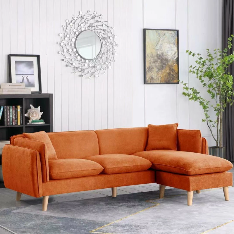Lilola Home Brayden Fabric Sectional Sofa Chaise, Orange - Image 5