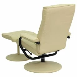 Flash Furniture Contemporary Cream Leather Recliner And Ottoman