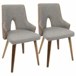 Lumisource Stella Set Of 2 Chair, Walnut And Light Gray CH-STLA WL+LGY2