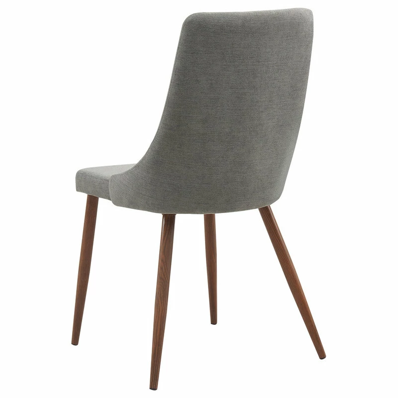 WHI Mid Century Fabric Side Chair (Set Of 2)- Beige, Grey/Walnut - Image 3