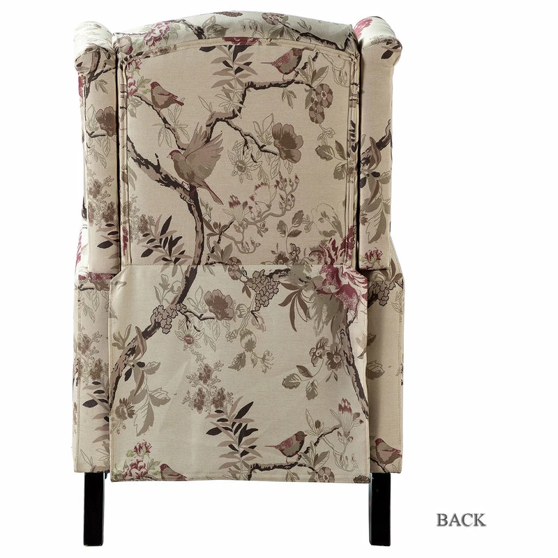 Karat Home Upholstered Manual Recliner With Wingback,Set Of 2, Bird - Image 4