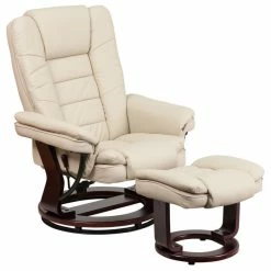 Flash Furniture Contemporary Leather Recliner And Ottoman Set, Beige