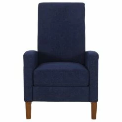 GDFStudio Plevna Fabric Upholstered Pushback Recliner, Navy Blue And Brown