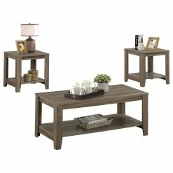 Monarch Specialties Table Set, 3-Piece Set, Dark Taupe