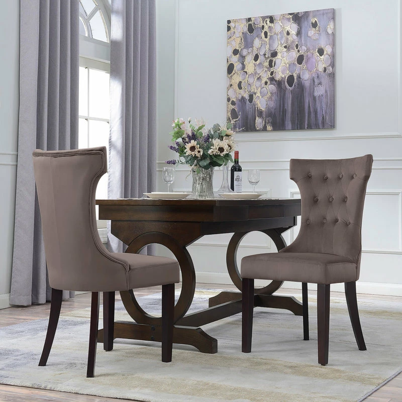 Belleze Parsons Elegant Tufted Upholstered Dining Chair, Set Of 2, Taupe - Image 2