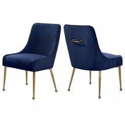 MOD The Cue Dining Chair, Navy And Gold, Velvet, Set Of 2