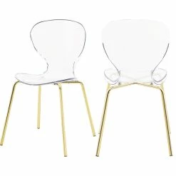 Meridian Furniture Clarion Dining Chair, Set Of 2, Gold