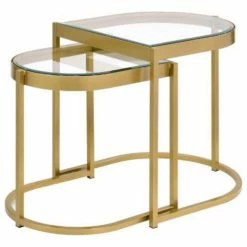 Acme Furniture Acme Contemporary Nesting Table With Clear Glass And Gold Finish 82340