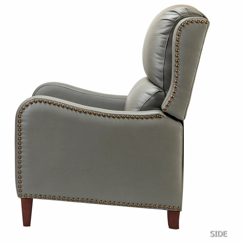 Karat Home Genuine Leather Cigar Recliner With Wingback, Dove - Image 4