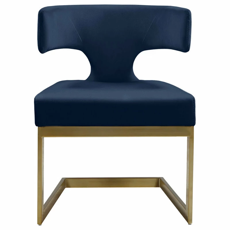 MOD The Eve Dining Chair, Navy And Gold, Velvet And Metal - Image 4