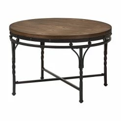 Baxton Studio Austin Vintage Antique Bronze Round Coffee Table
