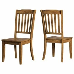Inspire Q Arbor Hill Slat Back Wood Dining Chair, Set Of 2, Oak