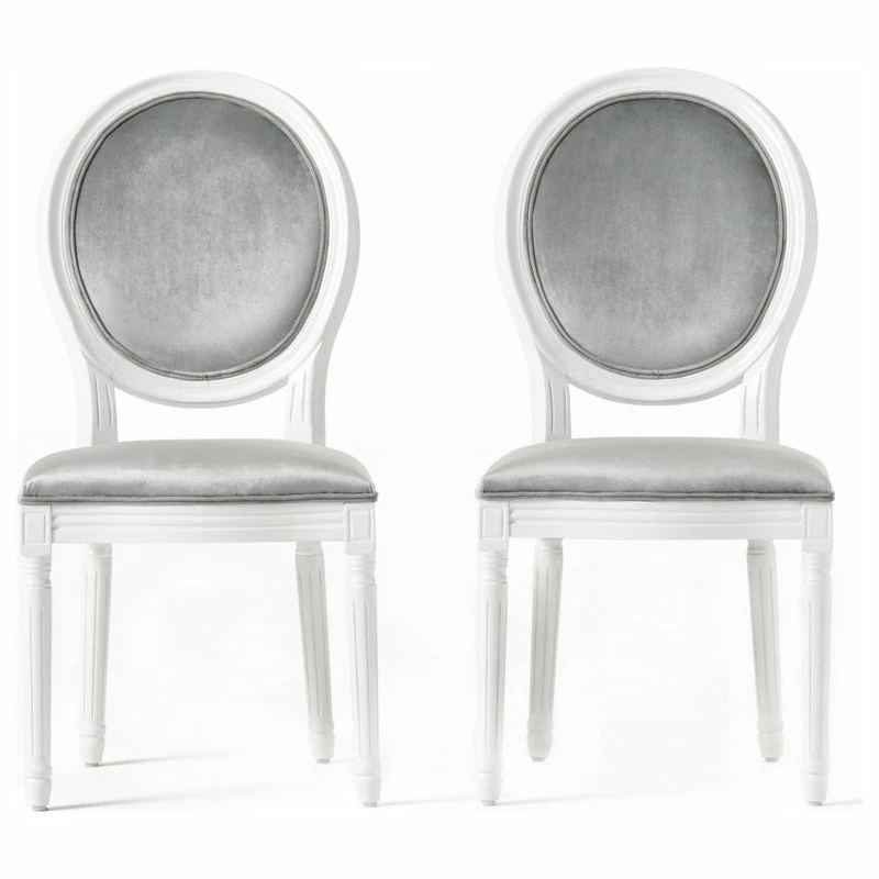 GDFStudio GDF Studio Phinnaeus Contemporary Velvet Dining Chairs (Set Of 2), Horizon Gray/