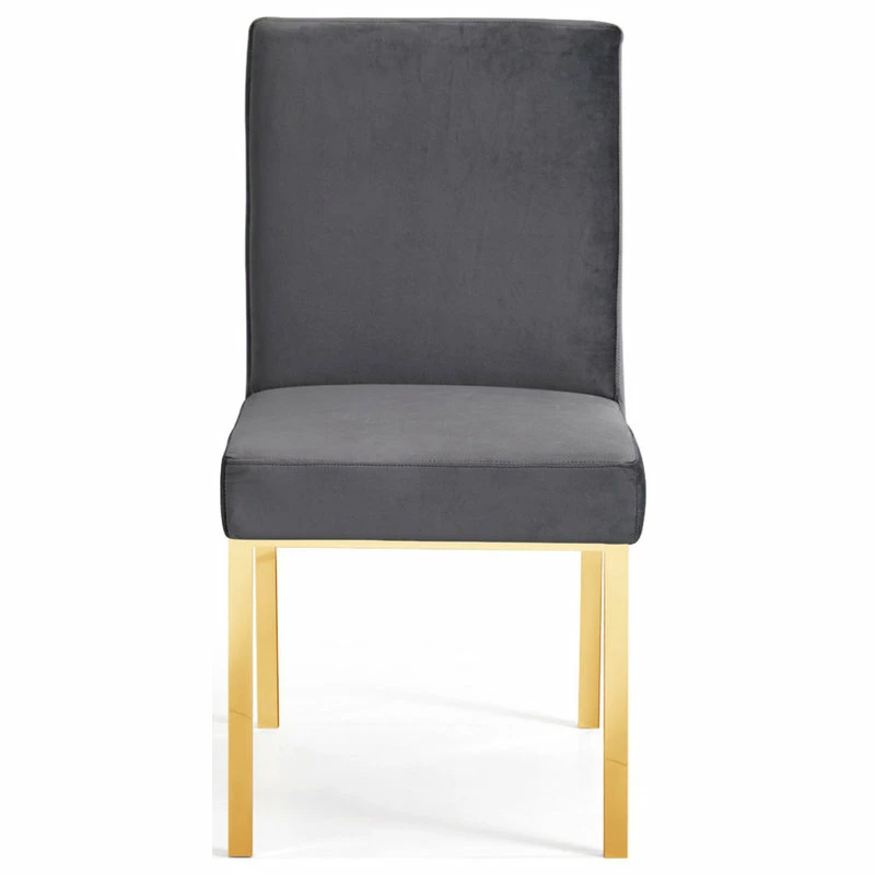 MOD The Weaver Dining Chair, Gray, Velvet, Gold Base Set Of 2 - Image 4