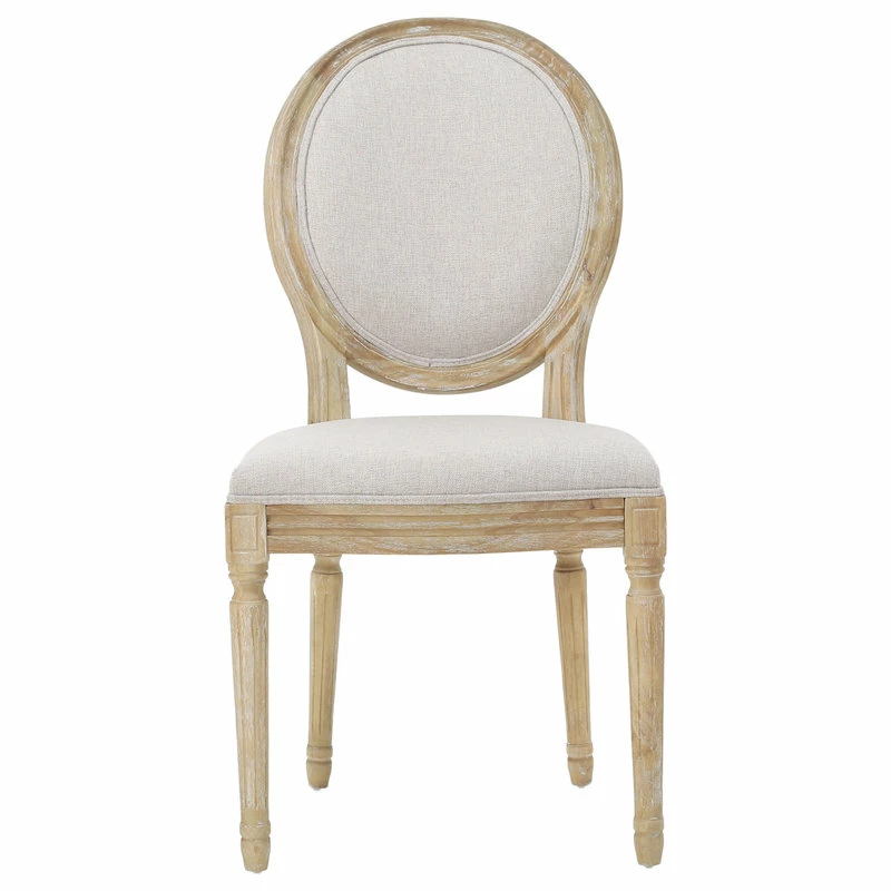 GDFStudio GDF Studio Phinnaeus French Country Fabric Dining Chairs (Set Of 2), Griege/Natural - Image 8