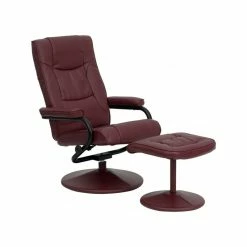 Flash Furniture Contemporary Recliner And Ottoman In Burgundy