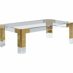 Meridian Furniture Casper Glass Top, Stainless Steel And Acrylic Coffee Table, Gold, Rectangle