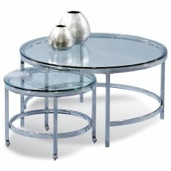 BASSETT MIRROR CO. Patinoire Round Cocktail Table On Casters
