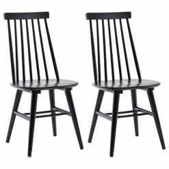Duhome Elegant Lifestyle Set Of 2 Spindle Back Wood Dining Room Windsor Chairs, Black