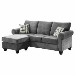 Domain Industries Inc. Lexicon Desboro Reversible Chenille Fabric Sectional With Chaise In Gray