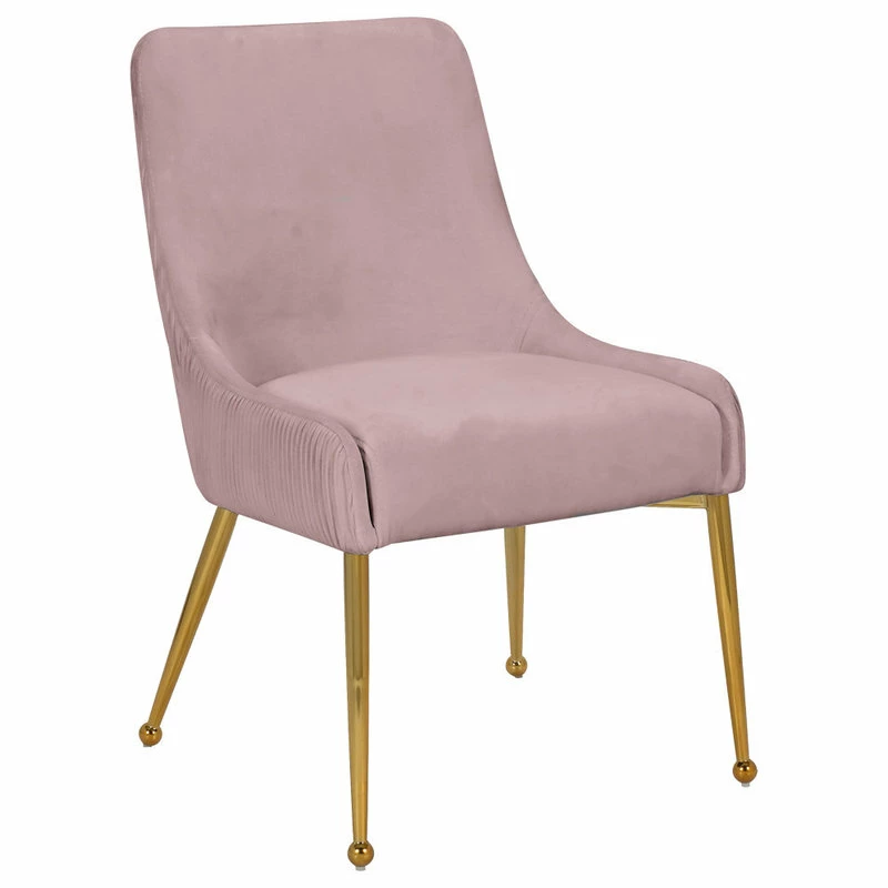 MOD The Cue Dining Chair, Pink And Gold, Pleated Velvet, Set Of 2 - Image 4