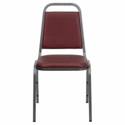Flash Furniture Hercules Banquet Stacking Chair In Burgundy And Silver