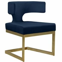 MOD The Eve Dining Chair, Navy And Gold, Velvet And Metal