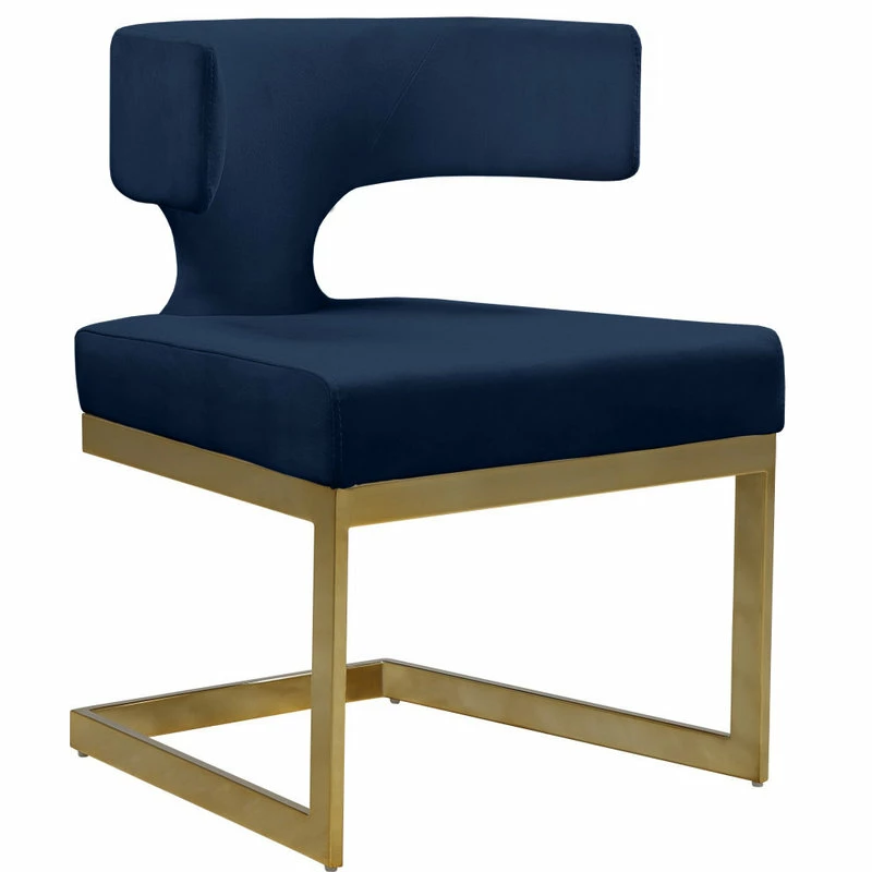 MOD The Eve Dining Chair, Navy And Gold, Velvet And Metal