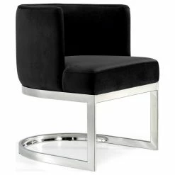 MOD The Fay Dining Chair, Black And Chrome, Velvet