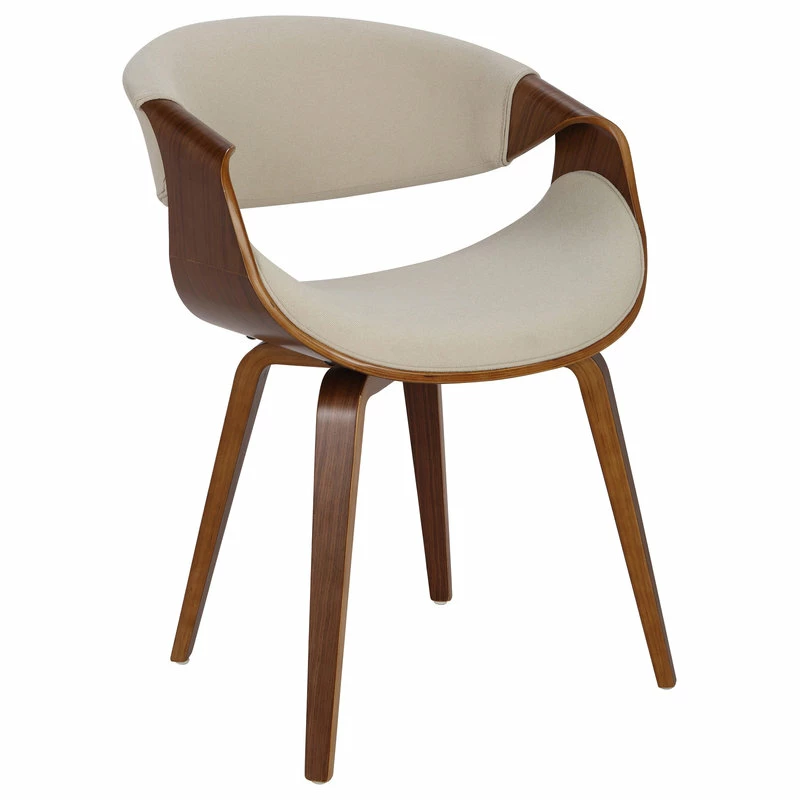Lumisource Curvo Dining Chair With Walnut Wood And Cream Fabric CH-CRVNL WL+CR