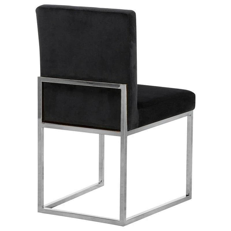 MOD The Dice Dining Chair, Black, Velvet, Chrome Base, Set Of 2 - Image 2
