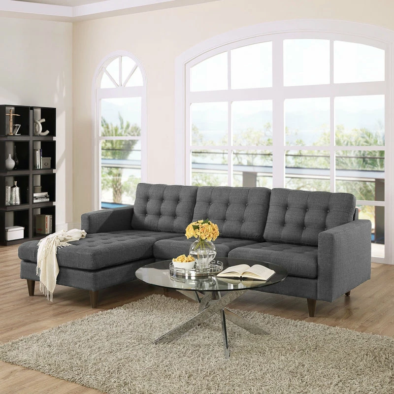 LexMod Empress Left-Facing Upholstered Fabric Sectional Sofa, Gray - Image 5