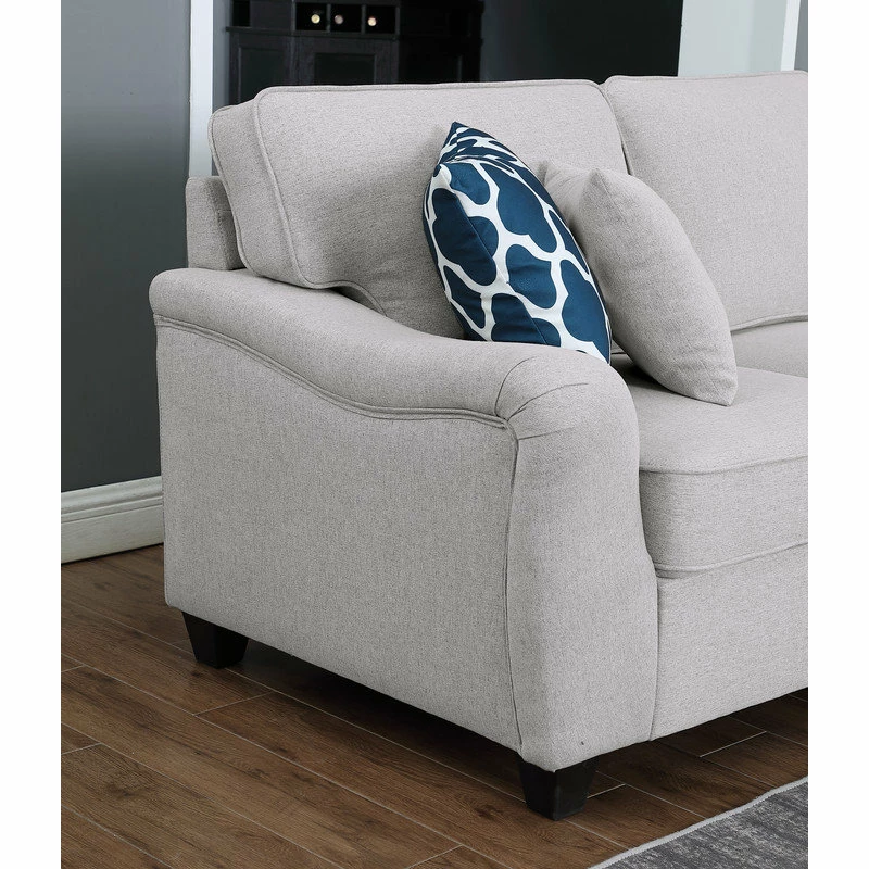 Lilola Home Leo Light Gray Linen Fabric 8Pc Modular L-Shape Sectional Sofa And Ottoman - Image 10