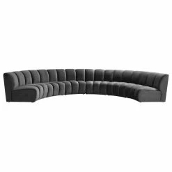 Meridian Furniture Infinity Channel Tufted Velvet Modular Chair, Gray, 6 Piece