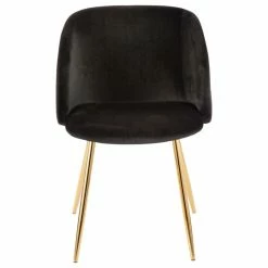 Lumisource Fran Chair, Gold Metal, Set Of 2, Black Velvet