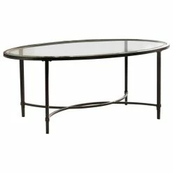 SEI Furniture Berton Metal/Glass Oval Cocktail Table, Black