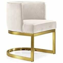 MOD The Fay Dining Chair, Cream And Gold, Velvet