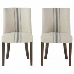 GDFStudio GDF Studio Rydel Fabric Dining Chairs, Set Of 2, Blue Stripe