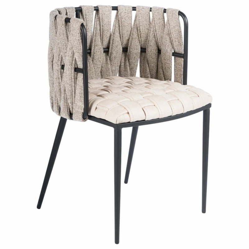 MOD The Eterno Dining Chair, Off White And Black, Fabric And Faux Leather