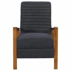 GDFStudio Neihart Channel Stitch Pushback Recliner, Charcoal And Teak, Fabric