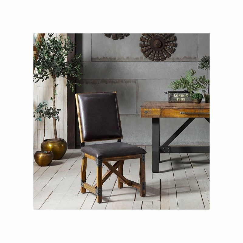 Olliix The Ivan Dining Chair, Chocolate Brown, Faux Leather - Image 4