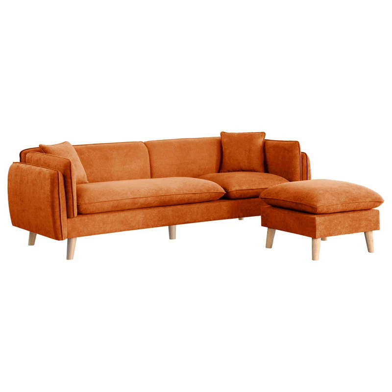 Lilola Home Brayden Fabric Sectional Sofa Chaise, Orange - Image 3