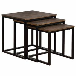 Bolton Furniture, Inc. Arcadia Acacia Wood 24" Square Nesting End Tables, Antiqued Mocha